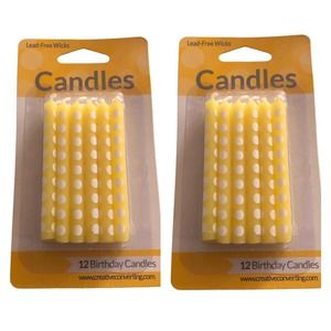24 Creative‎ Converting Cake Candle, 2.25", Mimosa Yellow Polka Dot (2x 12)